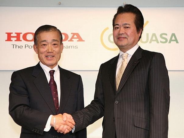 Takeo Fukui President and CEO of Honda, Makoto Yoda President and CEO of GS Yuasa.